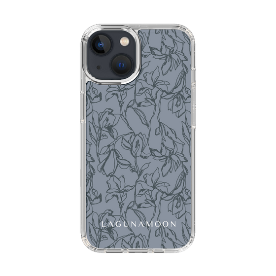 Slim Protection Case［ LAGUNAMOON - FlowerPattern - Dark blue ］