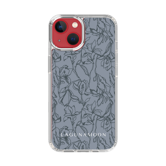 Slim Protection Case［ LAGUNAMOON - FlowerPattern - Dark blue ］