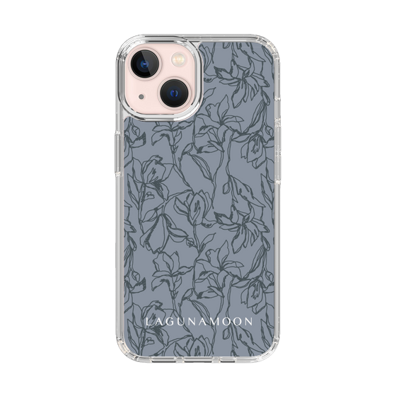 Slim Protection Case［ LAGUNAMOON - FlowerPattern - Dark blue ］