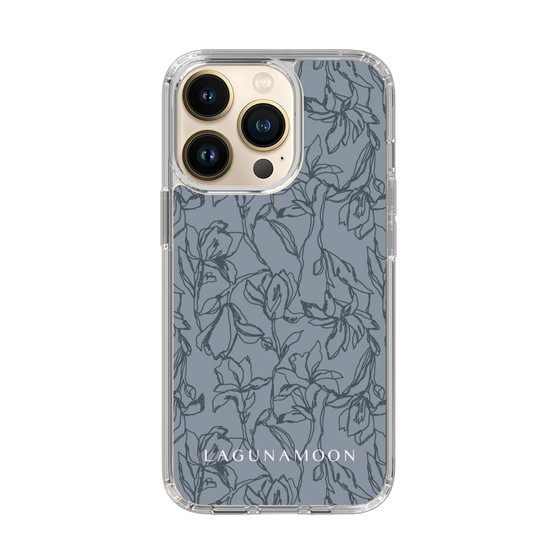 Slim Protection Case［ LAGUNAMOON - FlowerPattern - Dark blue ］