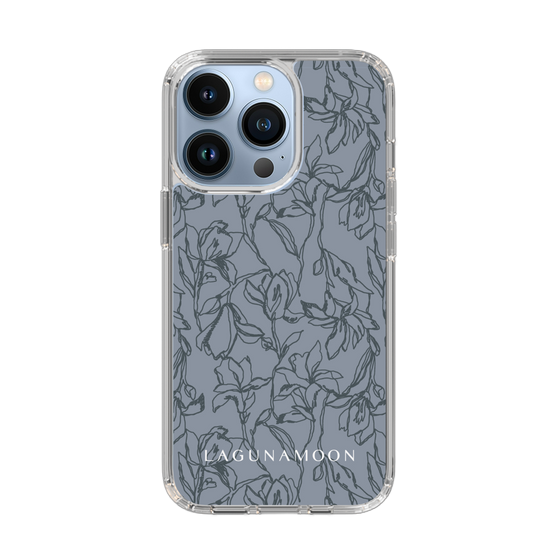 Slim Protection Case［ LAGUNAMOON - FlowerPattern - Dark blue ］