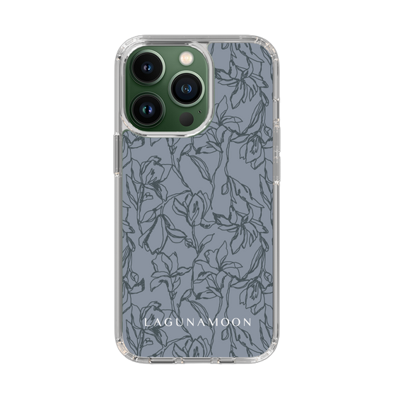 Slim Protection Case［ LAGUNAMOON - FlowerPattern - Dark blue ］
