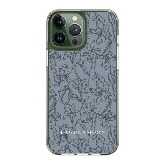 Slim Protection Case［ LAGUNAMOON - FlowerPattern - Dark blue ］
