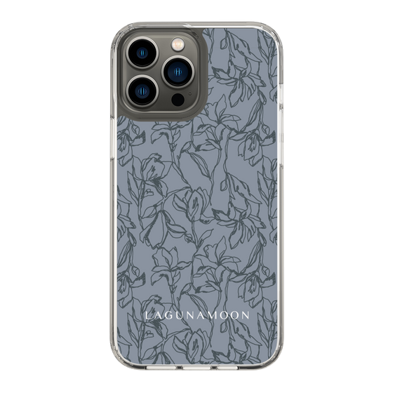 Slim Protection Case［ LAGUNAMOON - FlowerPattern - Dark blue ］