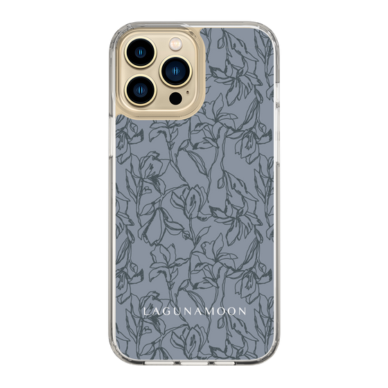 Slim Protection Case［ LAGUNAMOON - FlowerPattern - Dark blue ］
