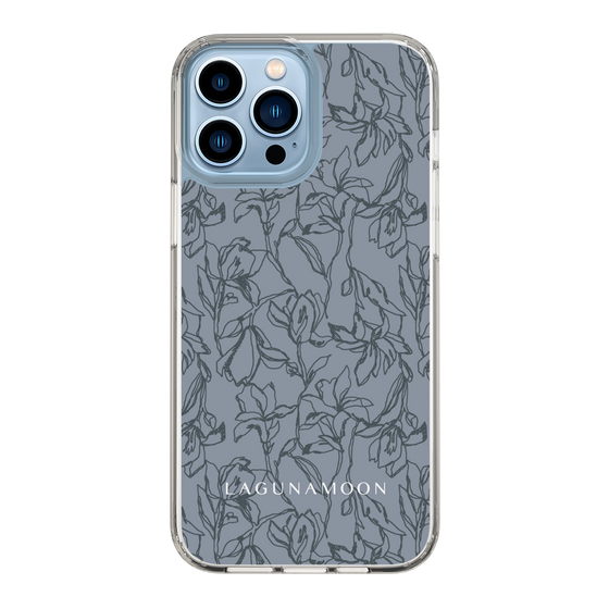 Slim Protection Case［ LAGUNAMOON - FlowerPattern - Dark blue ］