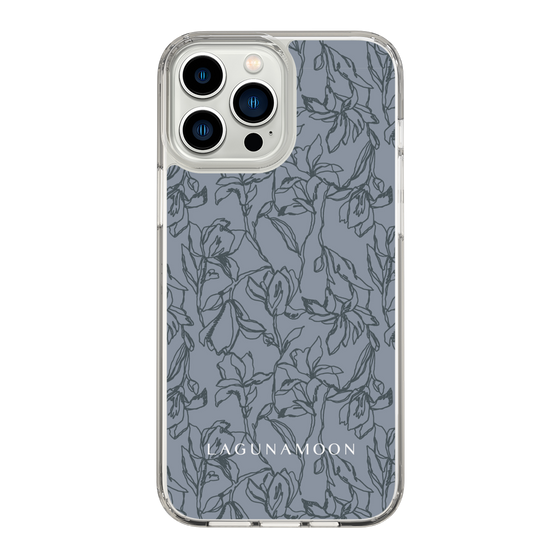 Slim Protection Case［ LAGUNAMOON - FlowerPattern - Dark blue ］