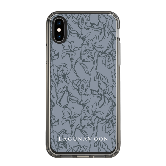 Slim Protection Case［ LAGUNAMOON - FlowerPattern - Dark blue ］