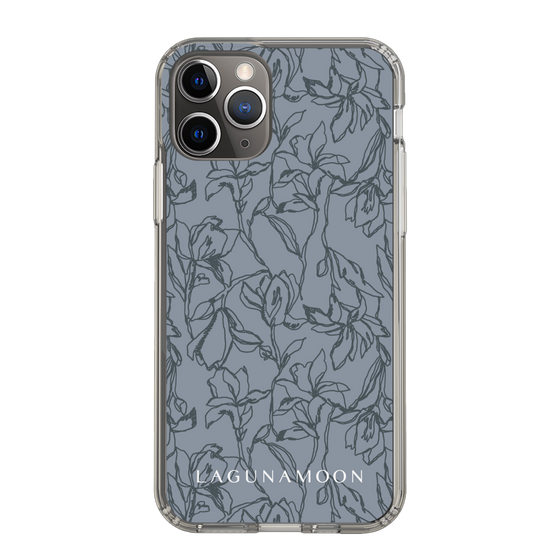 Slim Protection Case［ LAGUNAMOON - FlowerPattern - Dark blue ］