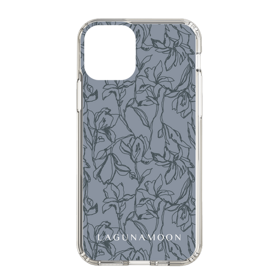 Slim Protection Case［ LAGUNAMOON - FlowerPattern - Dark blue ］