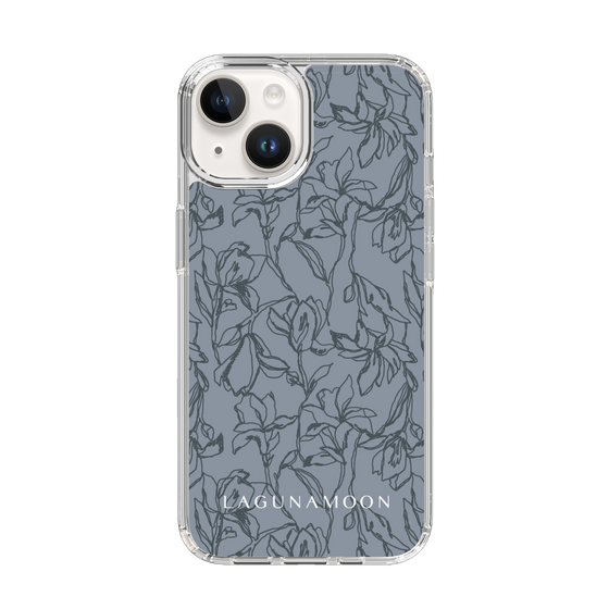 Slim Protection Case［ LAGUNAMOON - FlowerPattern - Dark blue ］