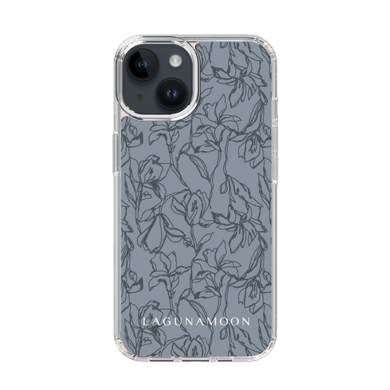 Slim Protection Case［ LAGUNAMOON - FlowerPattern - Dark blue ］