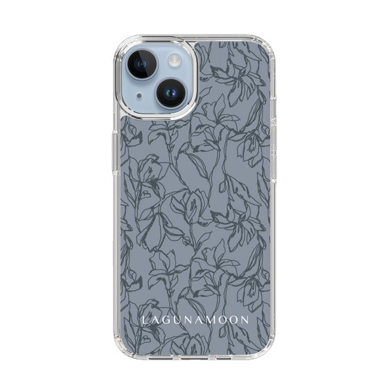 Slim Protection Case［ LAGUNAMOON - FlowerPattern - Dark blue ］