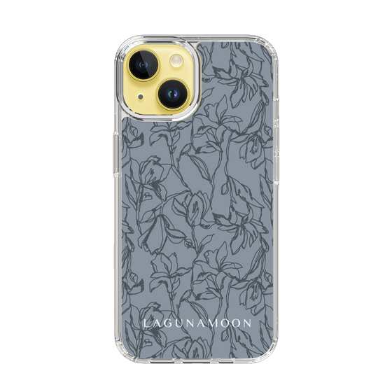 Slim Protection Case［ LAGUNAMOON - FlowerPattern - Dark blue ］