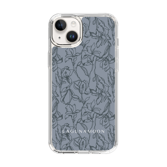Slim Protection Case［ LAGUNAMOON - FlowerPattern - Dark blue ］