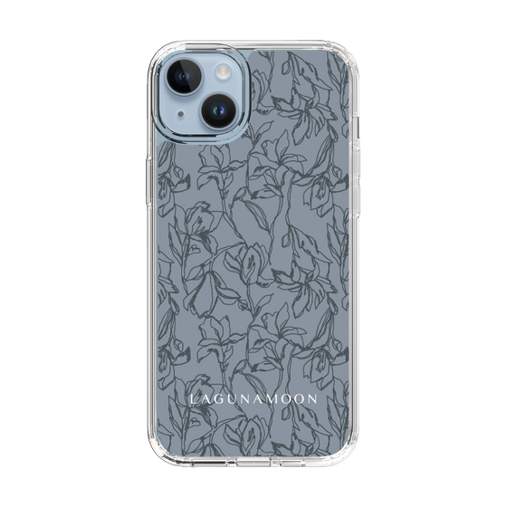 Slim Protection Case［ LAGUNAMOON - FlowerPattern - Dark blue ］