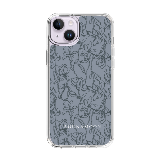 Slim Protection Case［ LAGUNAMOON - FlowerPattern - Dark blue ］