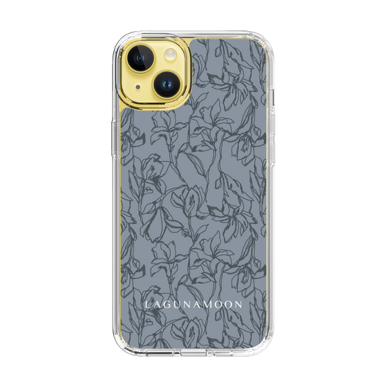 Slim Protection Case［ LAGUNAMOON - FlowerPattern - Dark blue ］