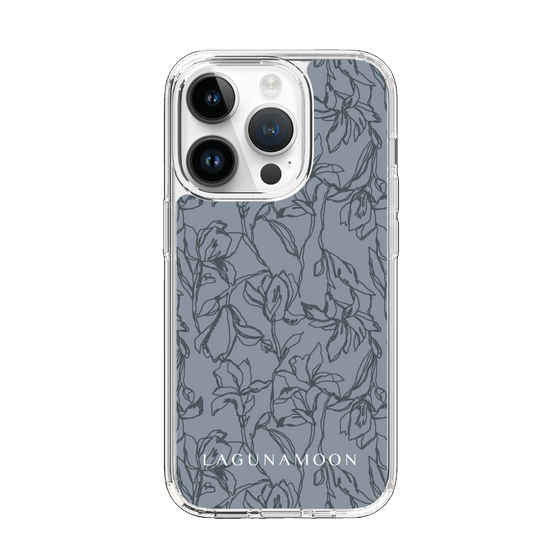 Slim Protection Case［ LAGUNAMOON - FlowerPattern - Dark blue ］
