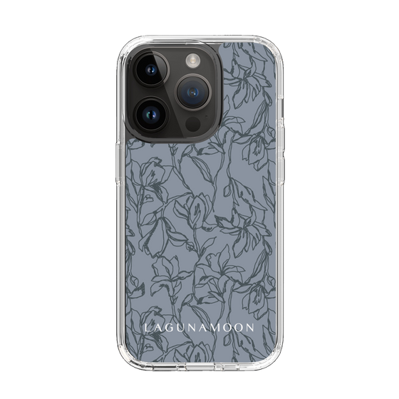 Slim Protection Case［ LAGUNAMOON - FlowerPattern - Dark blue ］