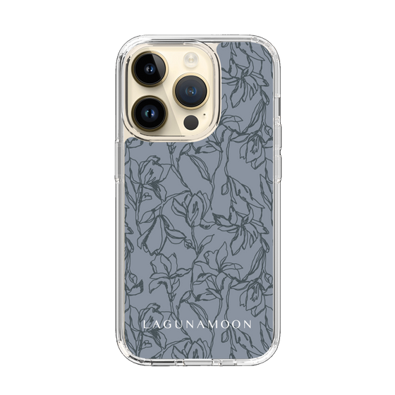 Slim Protection Case［ LAGUNAMOON - FlowerPattern - Dark blue ］