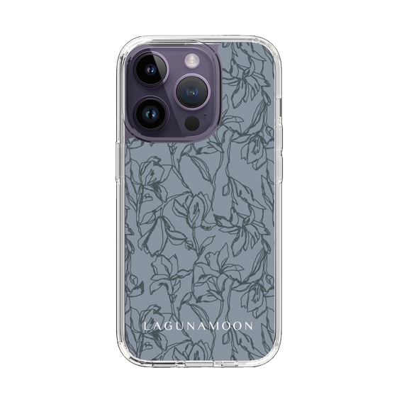 Slim Protection Case［ LAGUNAMOON - FlowerPattern - Dark blue ］