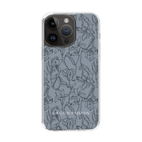 Slim Protection Case［ LAGUNAMOON - FlowerPattern - Dark blue ］