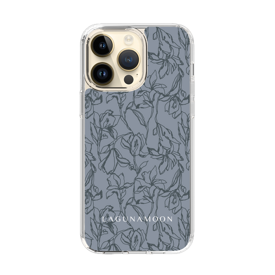 Slim Protection Case［ LAGUNAMOON - FlowerPattern - Dark blue ］