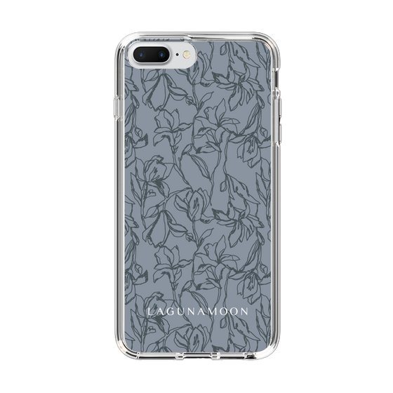 Slim Protection Case［ LAGUNAMOON - FlowerPattern - Dark blue ］