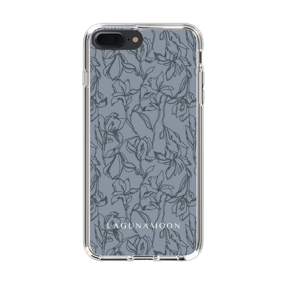 Slim Protection Case［ LAGUNAMOON - FlowerPattern - Dark blue ］