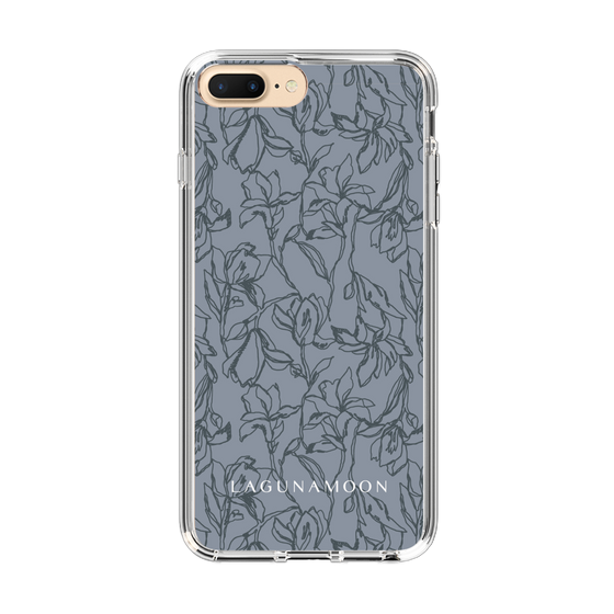 Slim Protection Case［ LAGUNAMOON - FlowerPattern - Dark blue ］