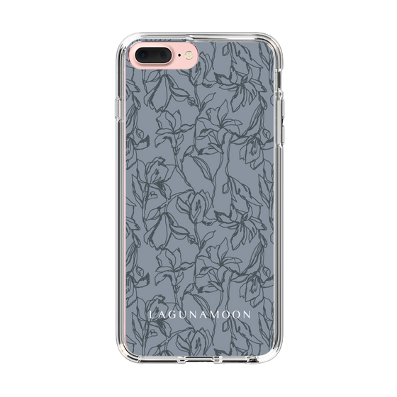 Slim Protection Case［ LAGUNAMOON - FlowerPattern - Dark blue ］