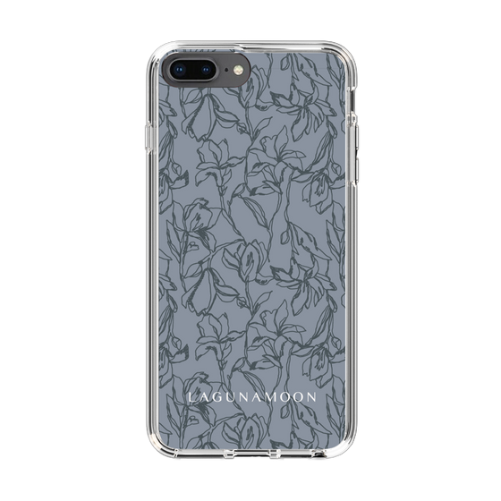 Slim Protection Case［ LAGUNAMOON - FlowerPattern - Dark blue ］