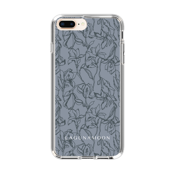 Slim Protection Case［ LAGUNAMOON - FlowerPattern - Dark blue ］