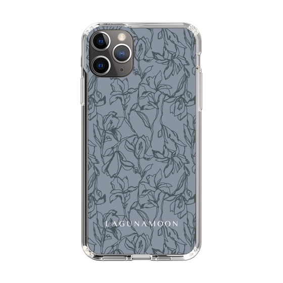Slim Protection Case［ LAGUNAMOON - FlowerPattern - Dark blue ］