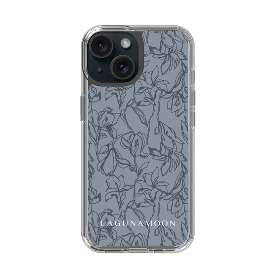 Slim Protection Case［ LAGUNAMOON - FlowerPattern - Dark blue ］