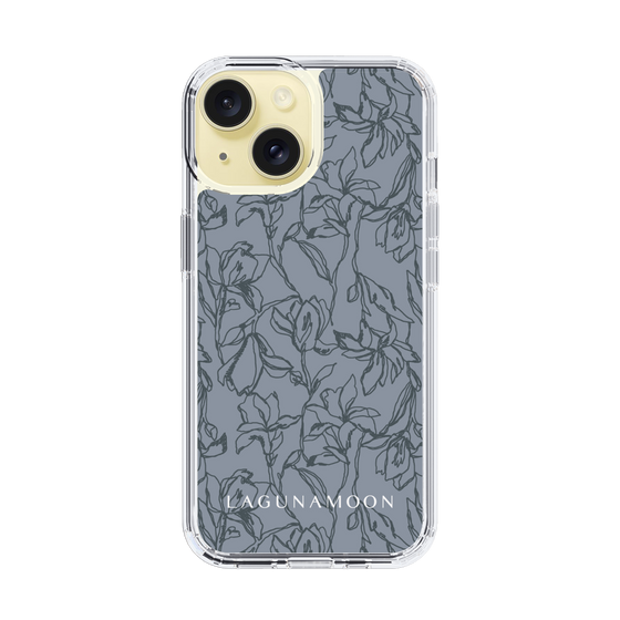 Slim Protection Case［ LAGUNAMOON - FlowerPattern - Dark blue ］