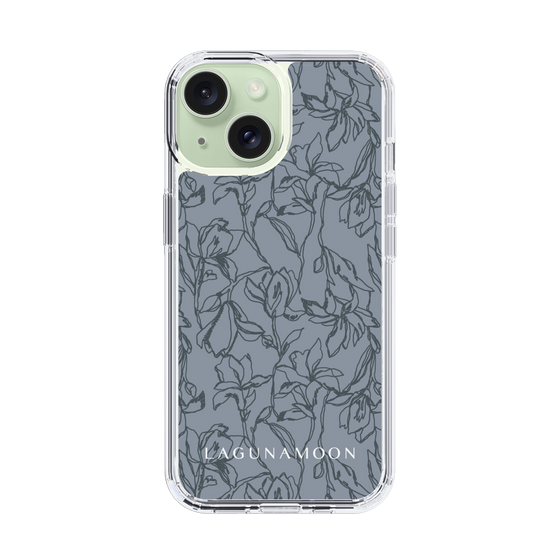 Slim Protection Case［ LAGUNAMOON - FlowerPattern - Dark blue ］