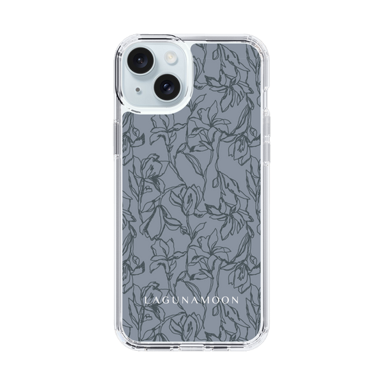 Slim Protection Case［ LAGUNAMOON - FlowerPattern - Dark blue ］