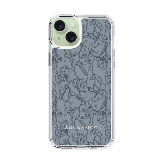 Slim Protection Case［ LAGUNAMOON - FlowerPattern - Dark blue ］