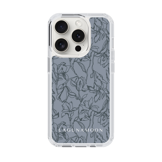 Slim Protection Case［ LAGUNAMOON - FlowerPattern - Dark blue ］