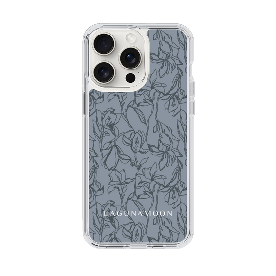 Slim Protection Case［ LAGUNAMOON - FlowerPattern - Dark blue ］