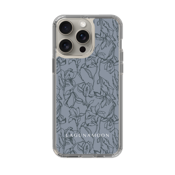 Slim Protection Case［ LAGUNAMOON - FlowerPattern - Dark blue ］
