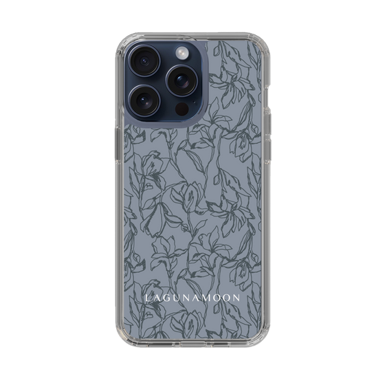 Slim Protection Case［ LAGUNAMOON - FlowerPattern - Dark blue ］