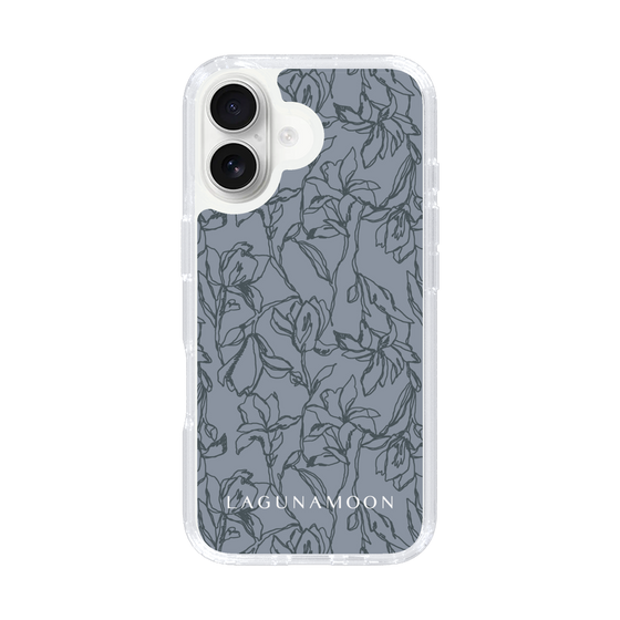 Slim Protection Case［ LAGUNAMOON - FlowerPattern - Dark blue ］