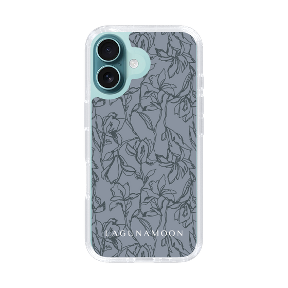 Slim Protection Case［ LAGUNAMOON - FlowerPattern - Dark blue ］