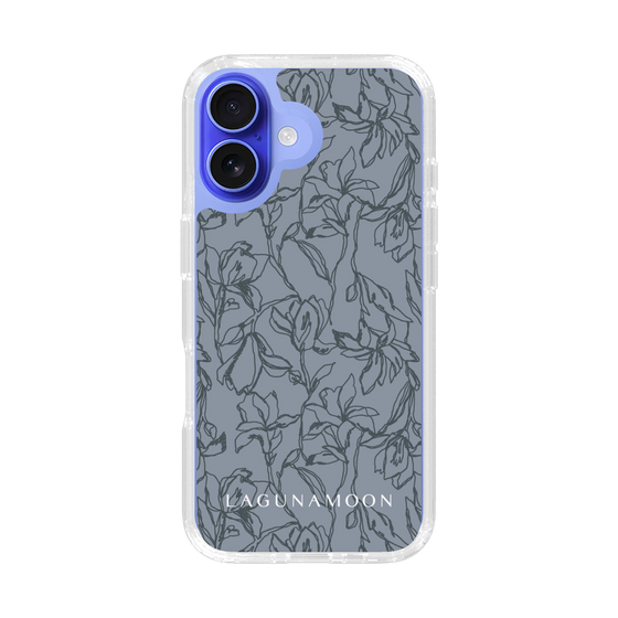 Slim Protection Case［ LAGUNAMOON - FlowerPattern - Dark blue ］