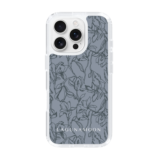 Slim Protection Case［ LAGUNAMOON - FlowerPattern - Dark blue ］
