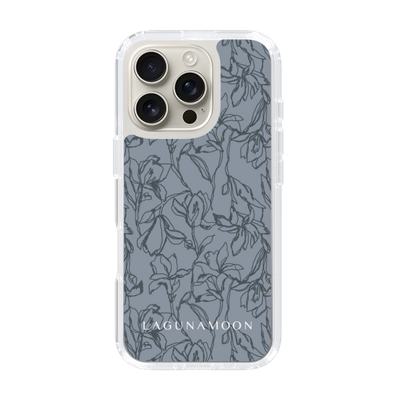 Slim Protection Case［ LAGUNAMOON - FlowerPattern - Dark blue ］