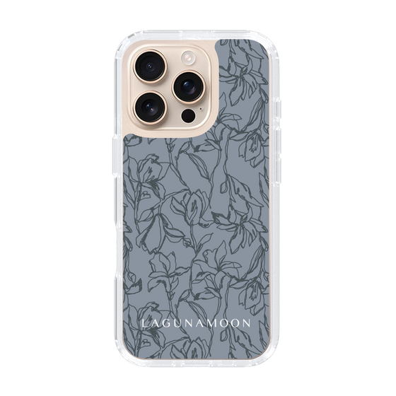 Slim Protection Case［ LAGUNAMOON - FlowerPattern - Dark blue ］